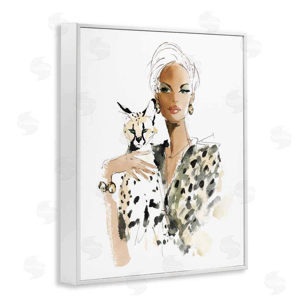 Svetlana Aleynikova Fashion Hunt Elegant Woman White Framed Giclee Wall Art Print