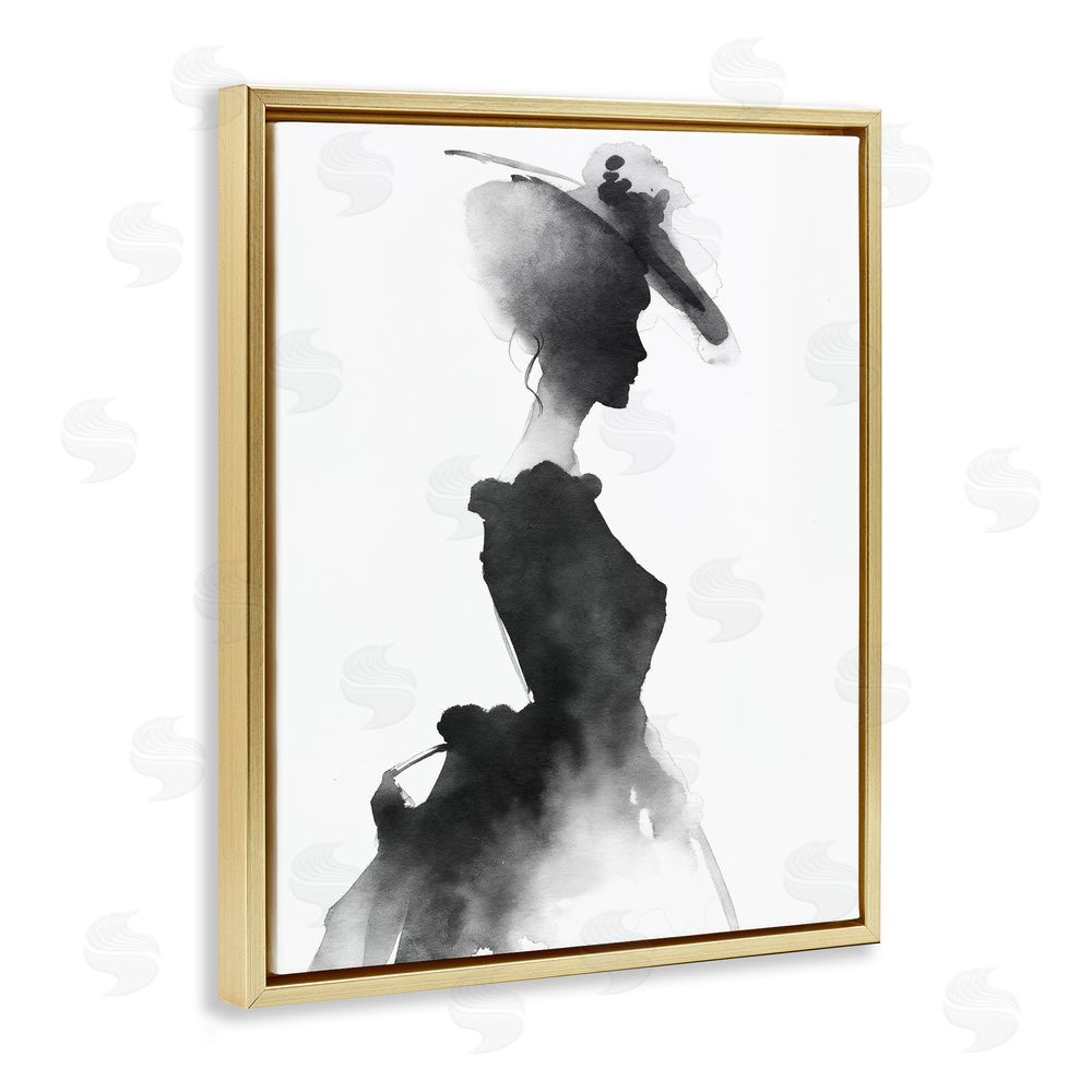 Svetlana Aleynikova Allure Of Fashion Silhouette Gold Floating Frame Canvas Wall Art Print