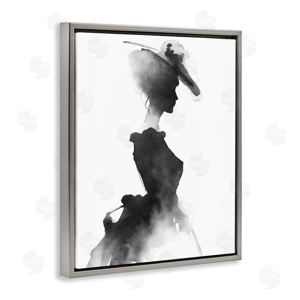 Svetlana Aleynikova Allure Of Fashion Silhouette Gray Floating Frame Canvas Wall Art Print