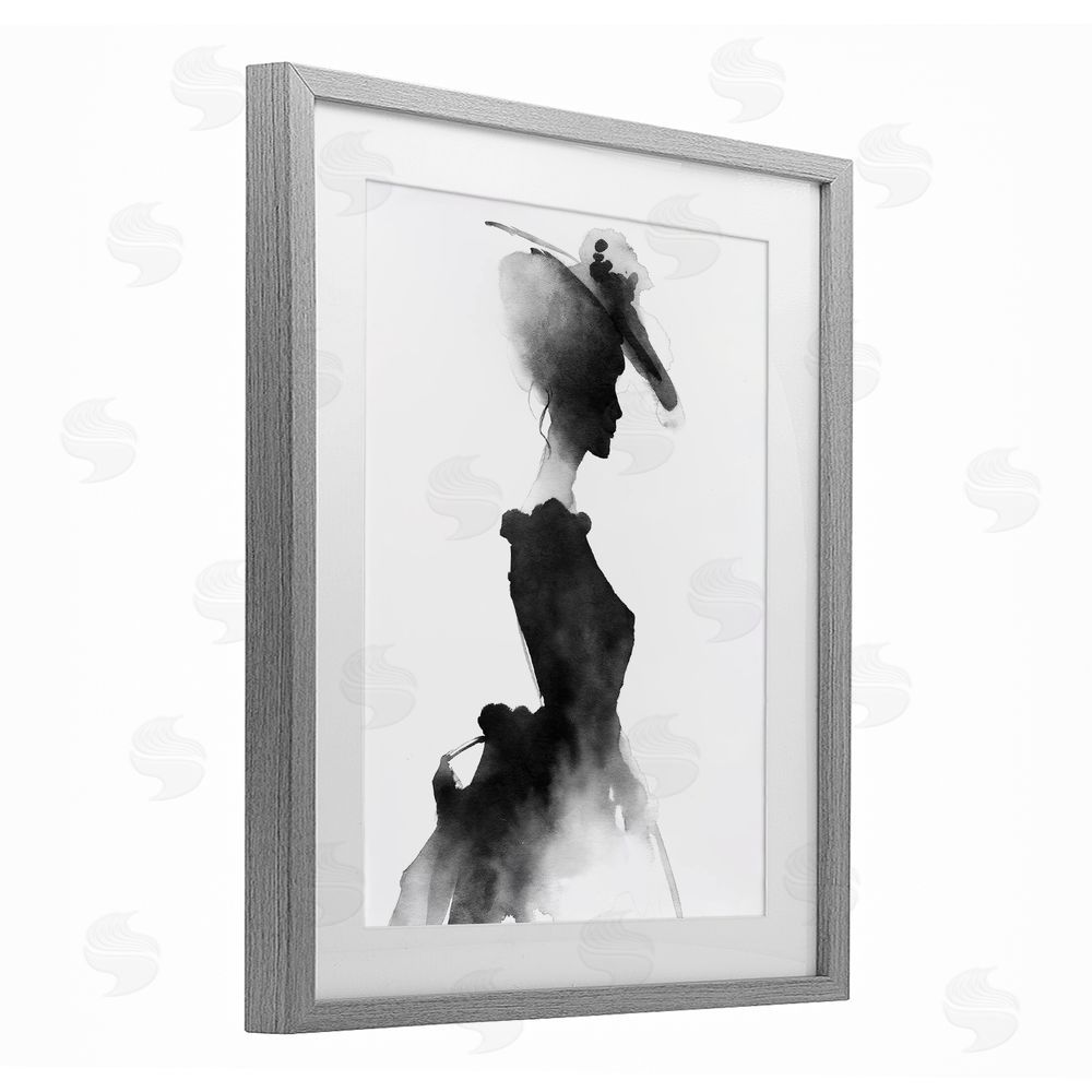 Svetlana Aleynikova Allure Of Fashion Silhouette Gray Framed Print Under Glass with White Mat Wall Art