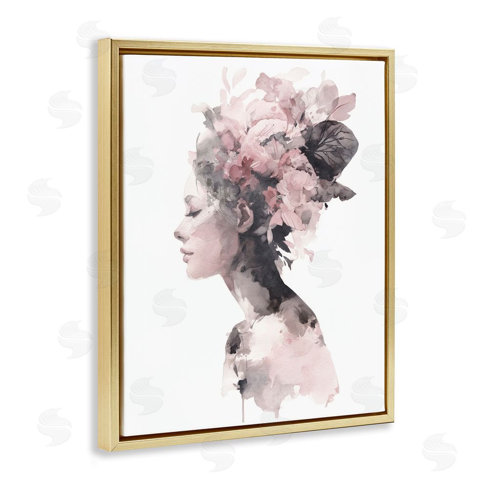 Svetlana Aleynikova Nature's Empress Silhouette Gold Floating Frame Canvas Wall Art Print