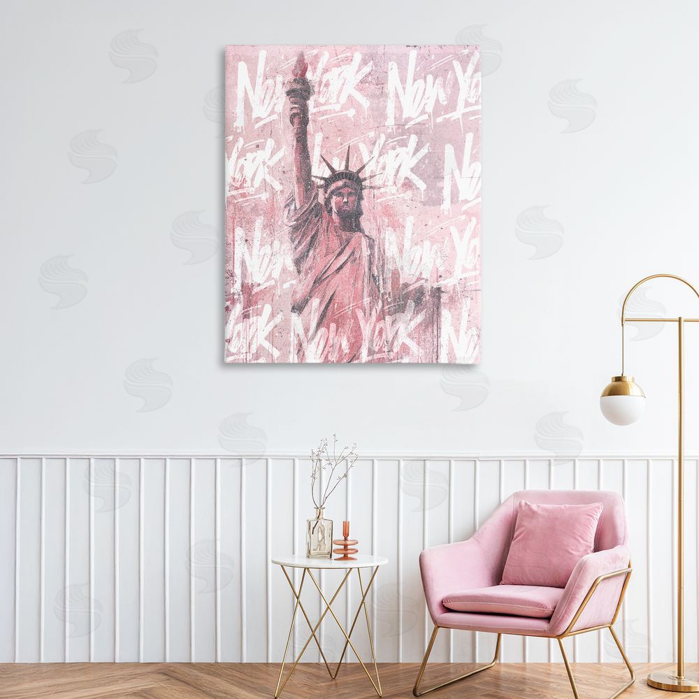 Svetlana Aleynikova Sparkle Of The City Statue Stretched Canvas Wall Art in Room