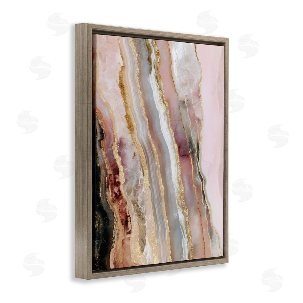 Svetlana Aleynikova Pastel Misty Gem Geode Brown Floating Frame Canvas Wall Art Print