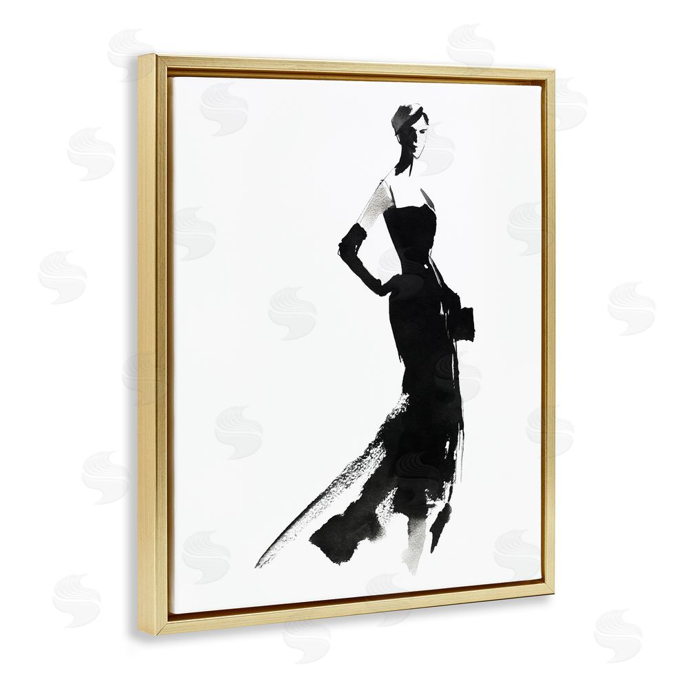 Svetlana Aleynikova Runway Reverie Fashion Model Gold Floating Frame Canvas Wall Art Print