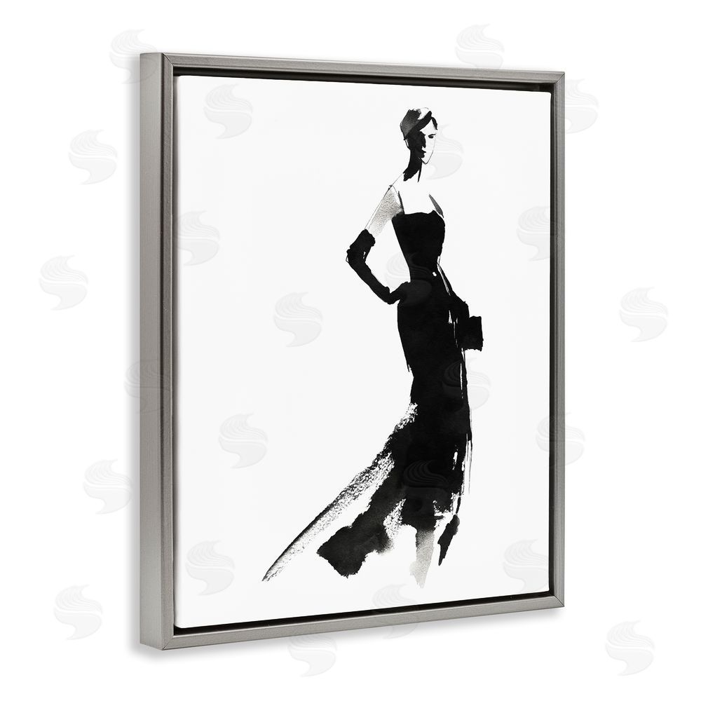 Svetlana Aleynikova Runway Reverie Fashion Model Gray Floating Frame Canvas Wall Art Print