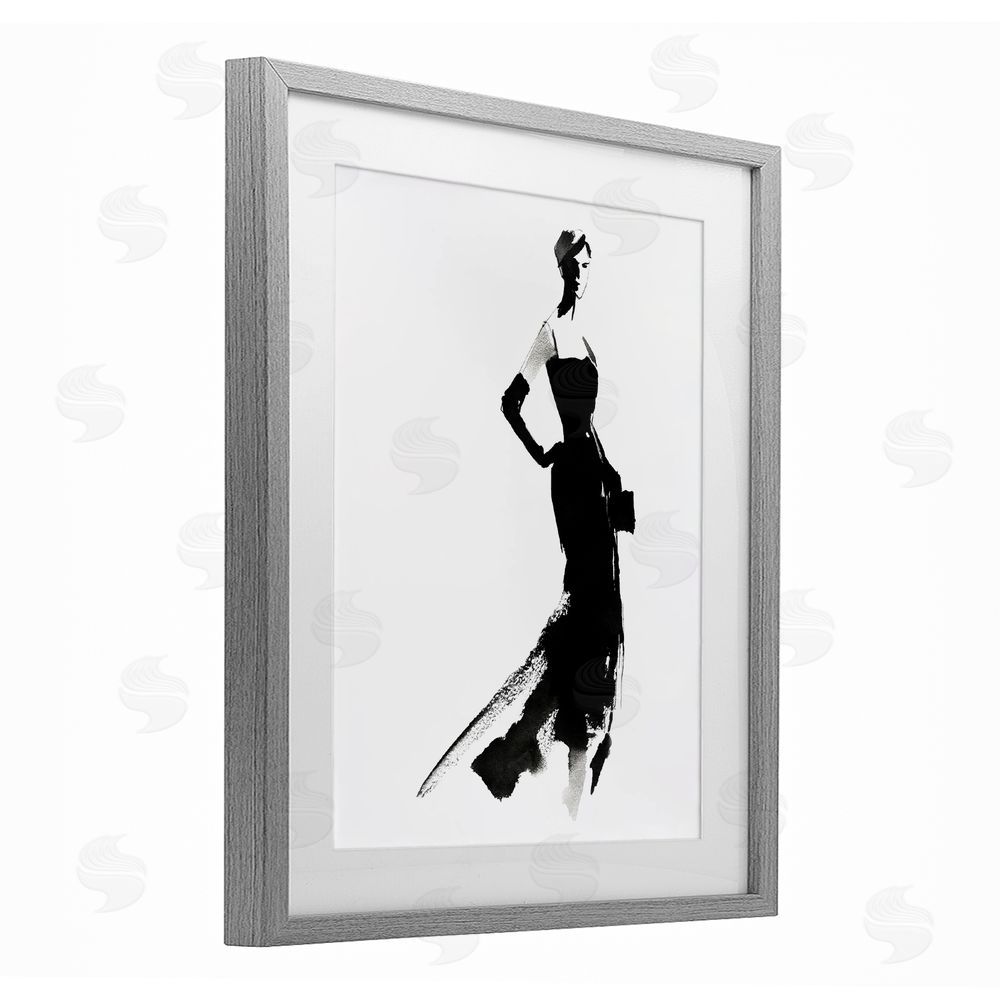 Svetlana Aleynikova Runway Reverie Fashion Model Gray Framed Print Under Glass with White Mat Wall Art