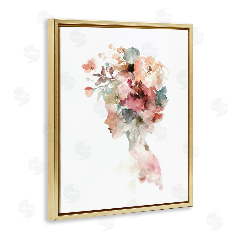 Svetlana Aleynikova Crowned in Nature Silhouette Gold Floating Frame Canvas Wall Art Print