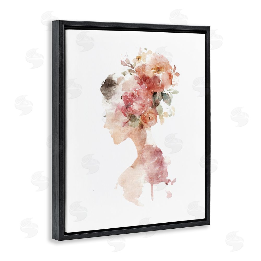 Svetlana Aleynikova Flowing With Petals Portrait Black Floating Frame Canvas Wall Art Print