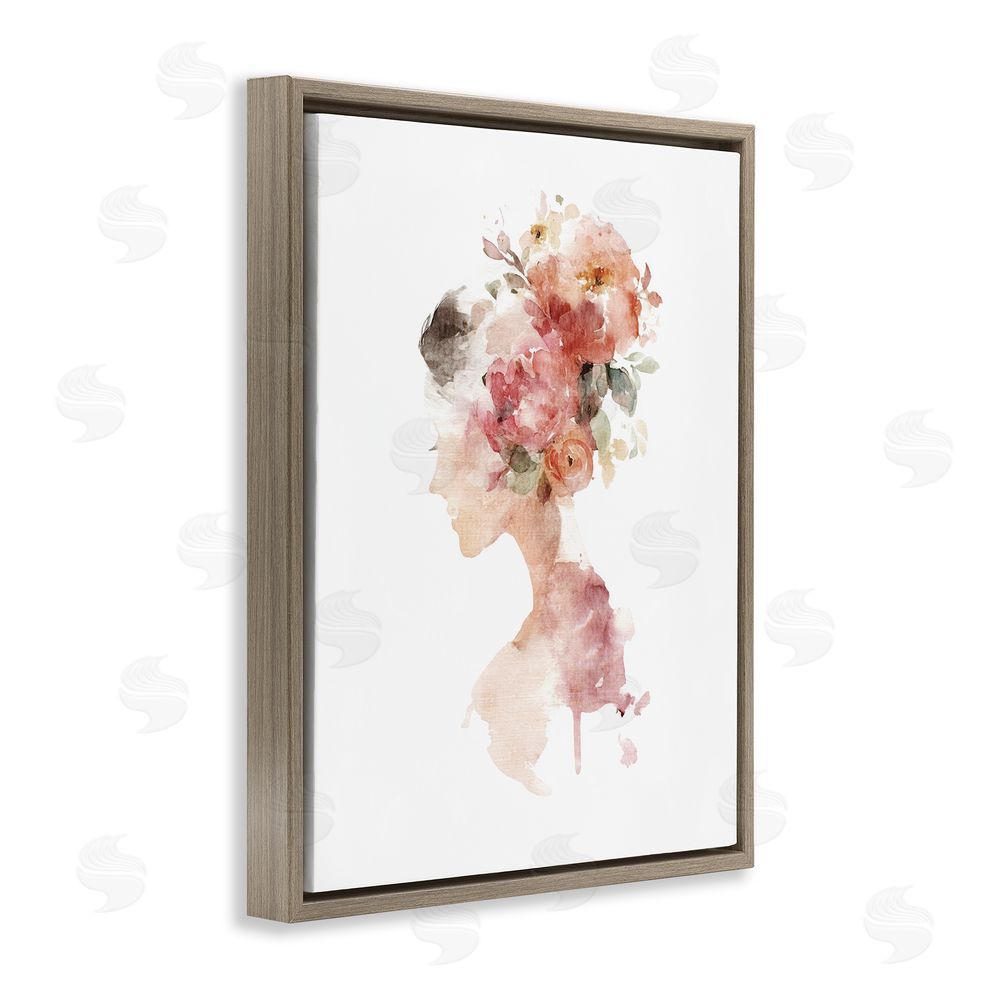 Svetlana Aleynikova Flowing With Petals Portrait Brown Floating Frame Canvas Wall Art Print