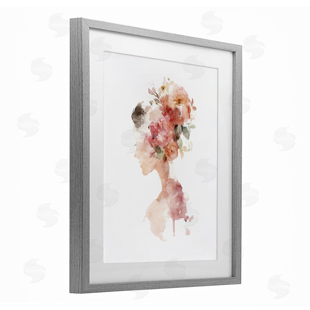 Svetlana Aleynikova Flowing With Petals Portrait Gray Framed Print Under Glass Wall Art