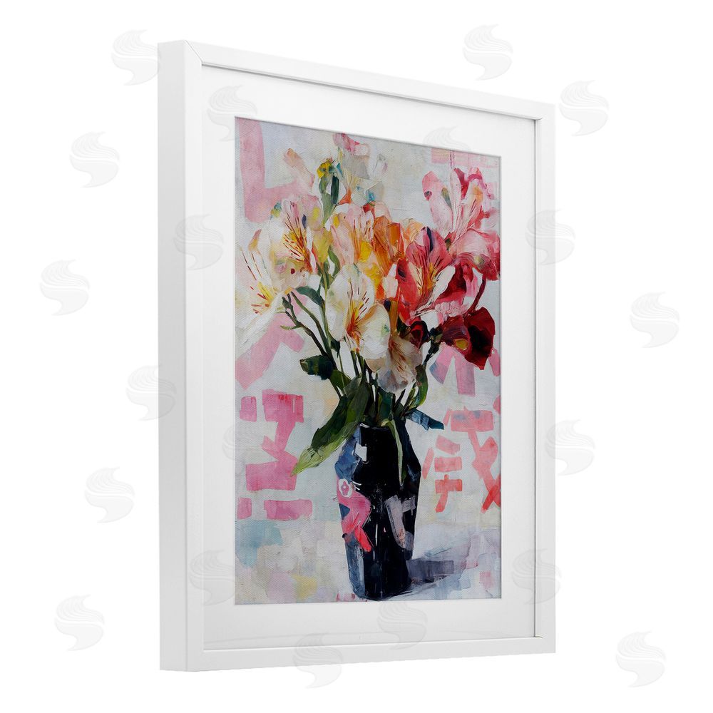 Svetlana Aleynikova Zen Blooms Bouquet White Framed Print Under Glass Wall Art