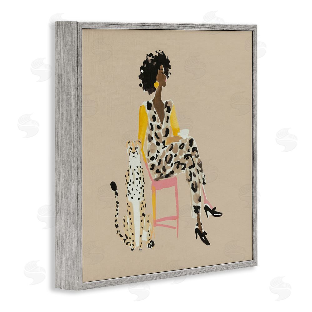 Svetlana Aleynikova Savage Chic Glam with Leopard Gray Framed Giclee Wall Art Print