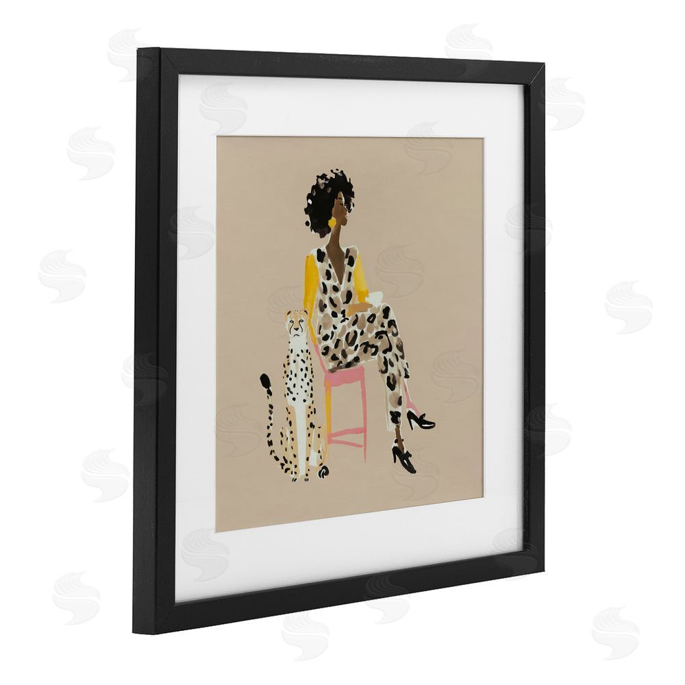 Svetlana Aleynikova Savage Chic Glam with Leopard Black Framed Print Under Glass with White Mat Wall Art