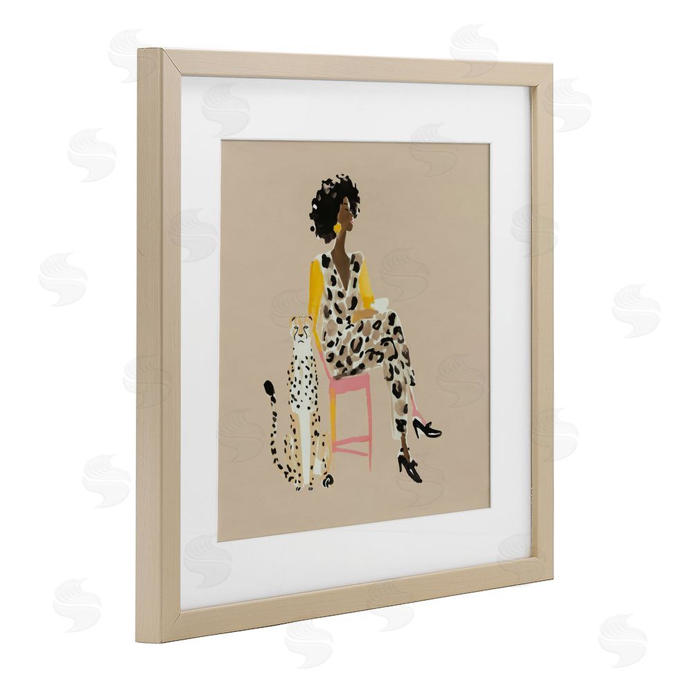Svetlana Aleynikova Savage Chic Glam with Leopard Birch Framed Print Under Glass with White Mat Wall Art