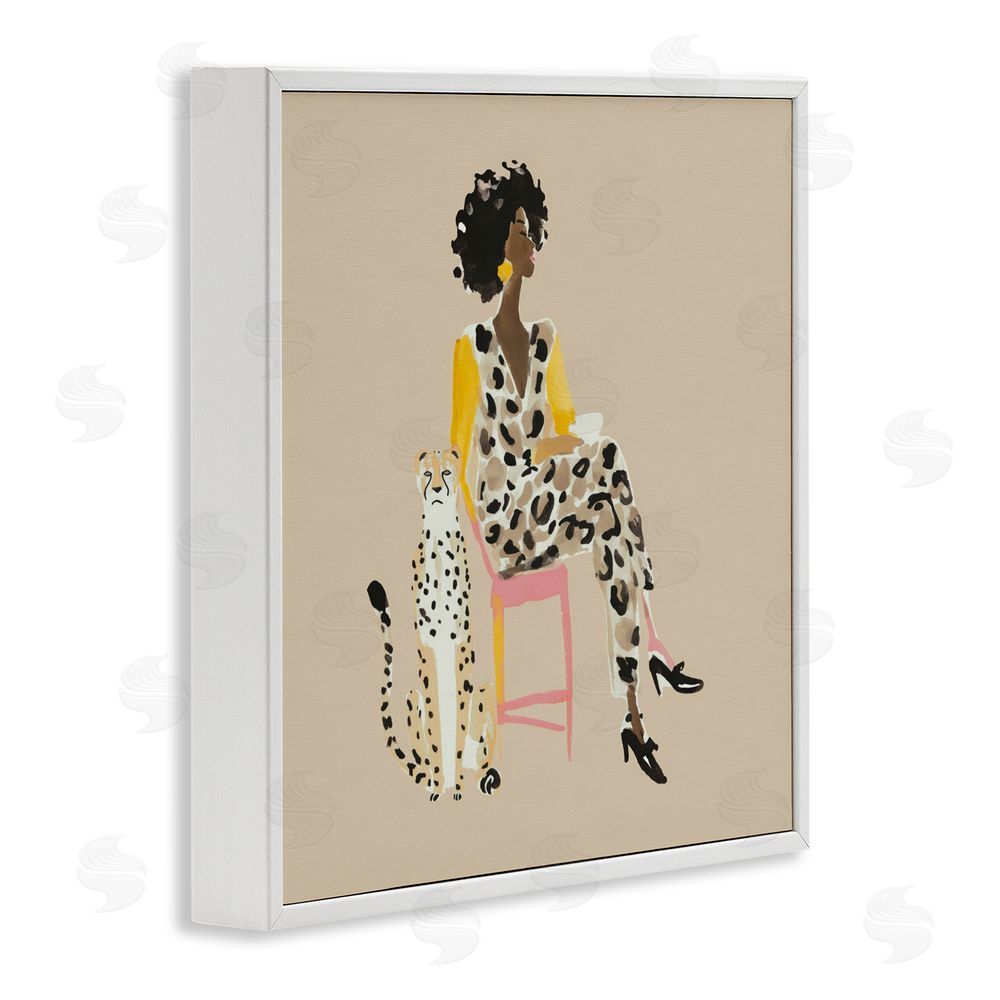 Svetlana Aleynikova Savage Chic Glam with Leopard White Framed Giclee Wall Art Print