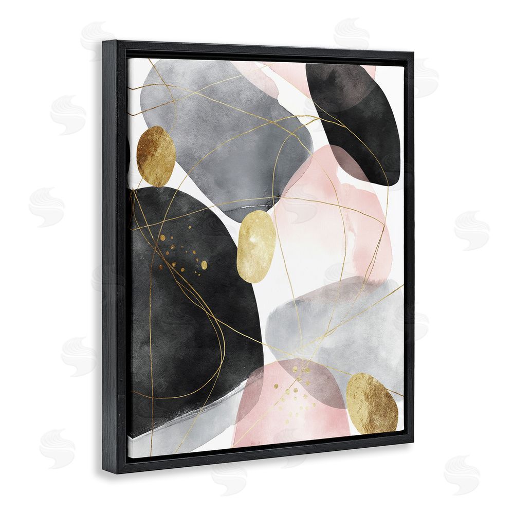 Svetlana Aleynikova Gilded Echoes Shapes Black Floating Frame Canvas Wall Art Print
