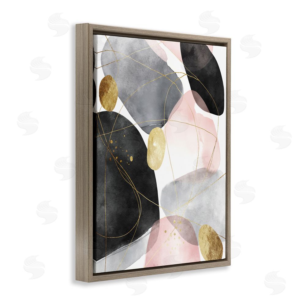 Svetlana Aleynikova Gilded Echoes Shapes Brown Floating Frame Canvas Wall Art Print