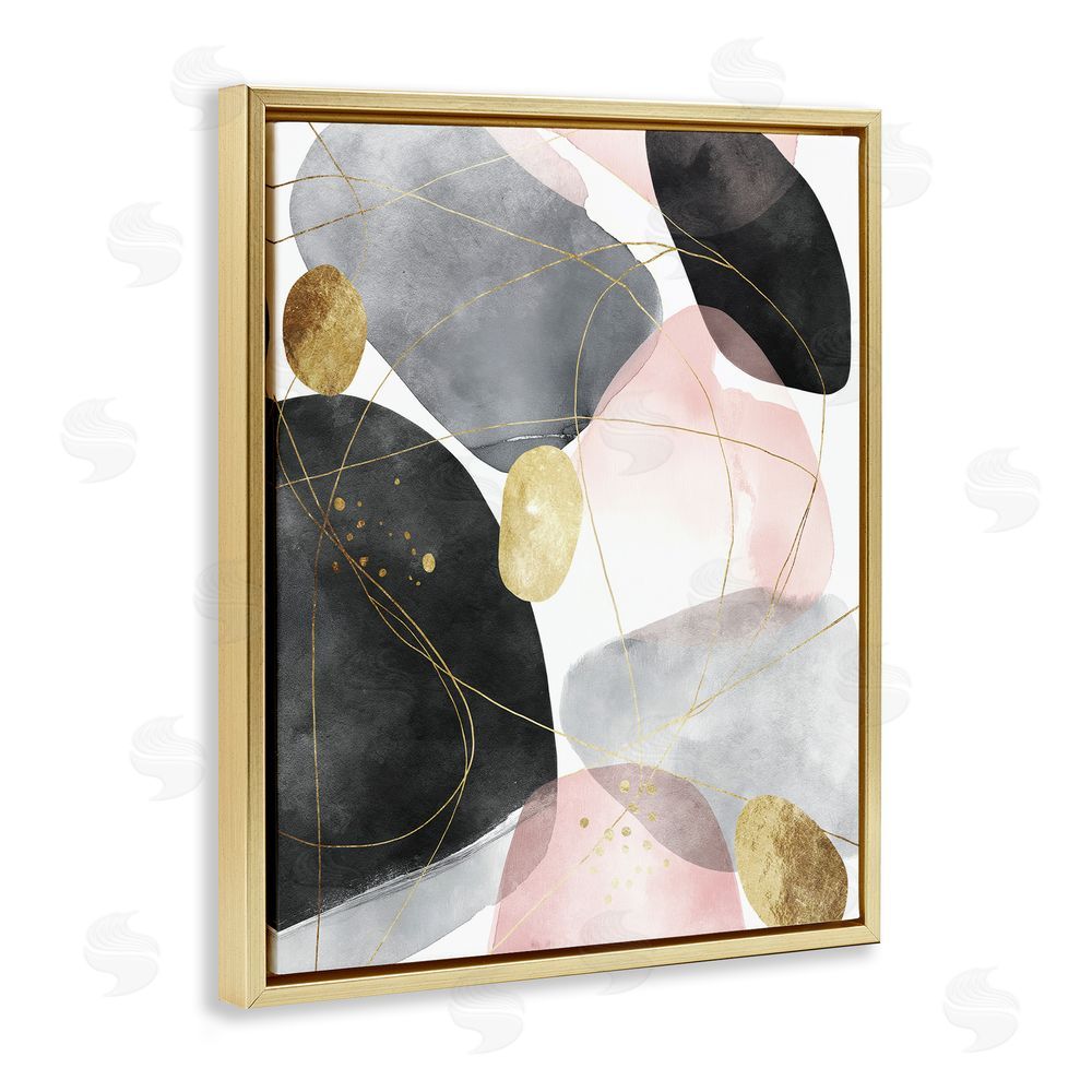 Svetlana Aleynikova Gilded Echoes Shapes Gold Floating Frame Canvas Wall Art Print