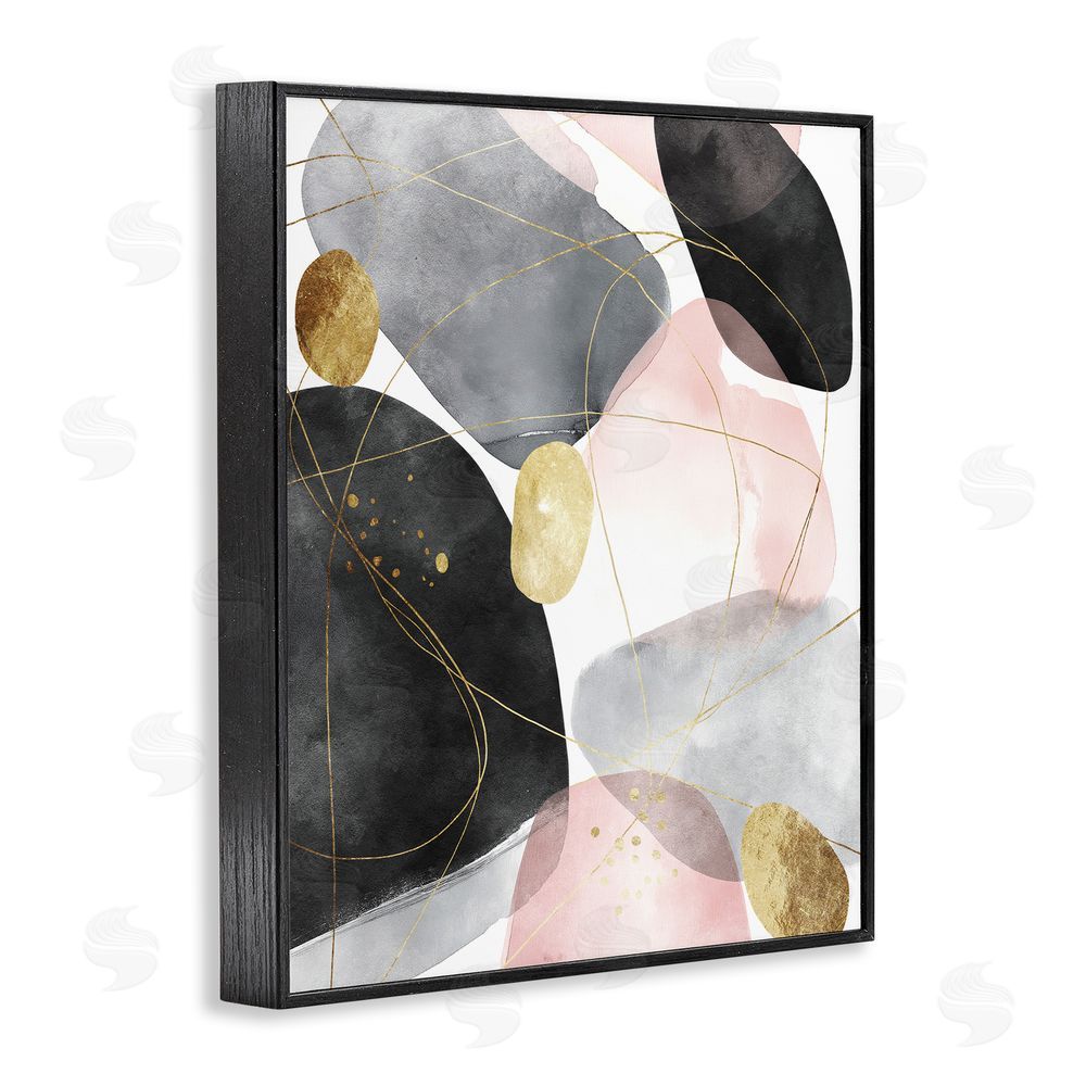 Svetlana Aleynikova Gilded Echoes Shapes Black Framed Giclee Wall Art Print
