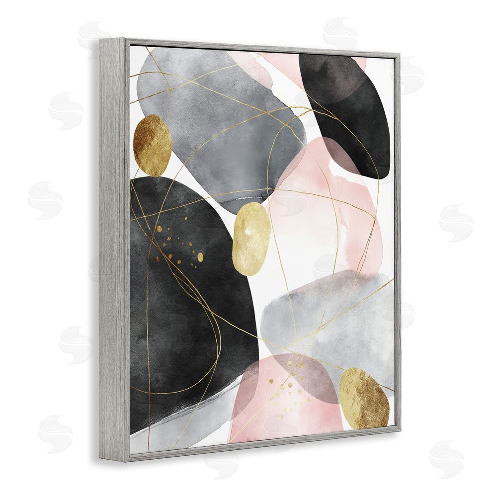 Svetlana Aleynikova Gilded Echoes Shapes Gray Framed Giclee Wall Art Print