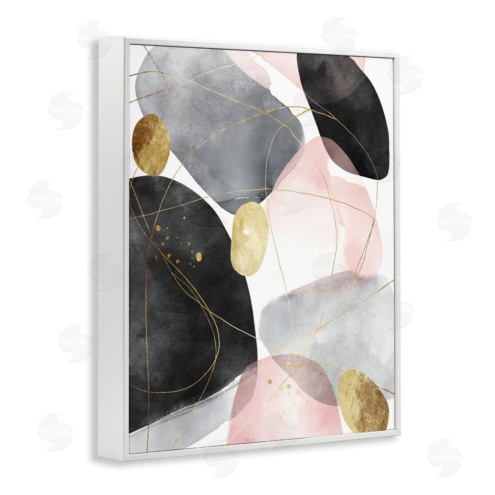 Svetlana Aleynikova Gilded Echoes Shapes White Framed Giclee Wall Art Print