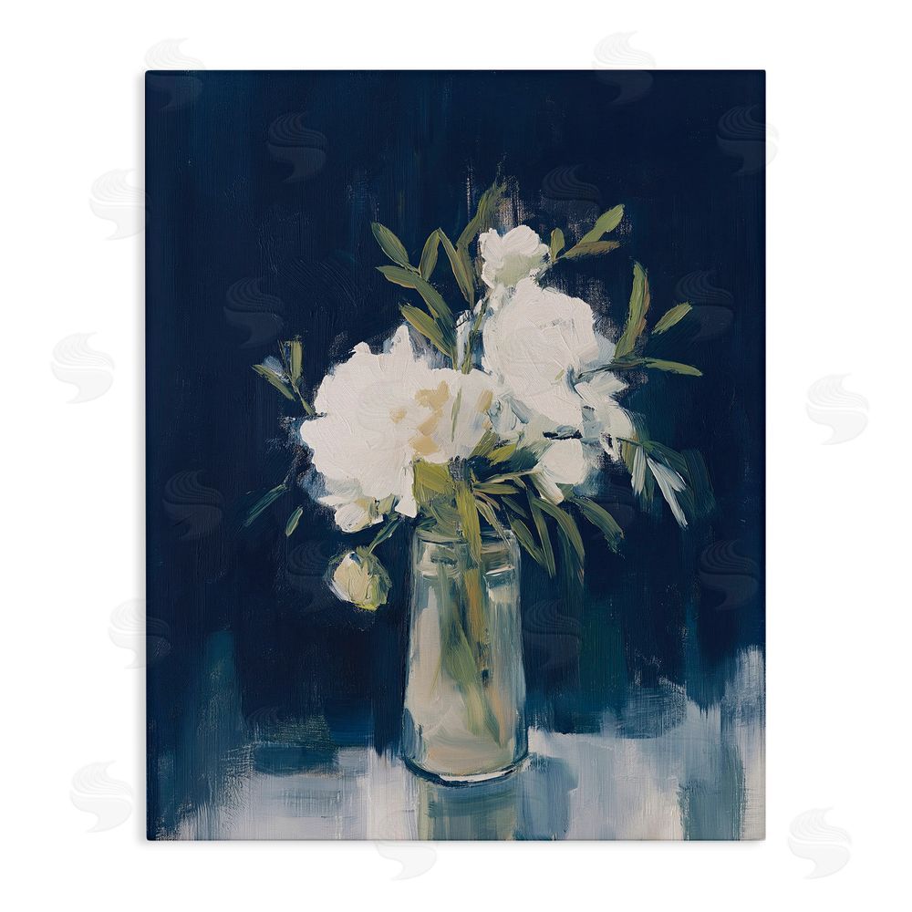 Svetlana Aleynikova Peonies On Blue Mirage Stretched Canvas Wall Art Print