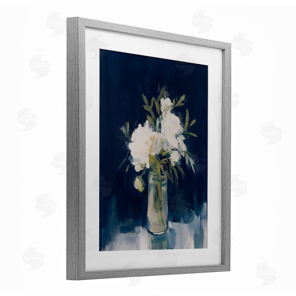 Svetlana Aleynikova Peonies On Blue Mirage Gray Framed Print Under Glass Wall Art