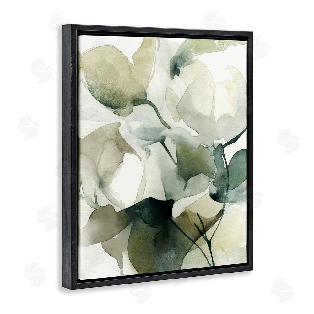 Svetlana Aleynikova Flowing Floral Branches Black Floating Frame Canvas Wall Art Print