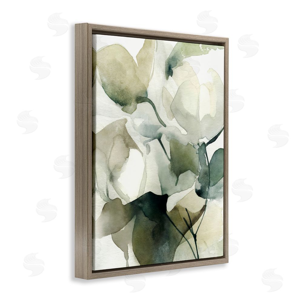 Svetlana Aleynikova Flowing Floral Branches Brown Floating Frame Canvas Wall Art Print