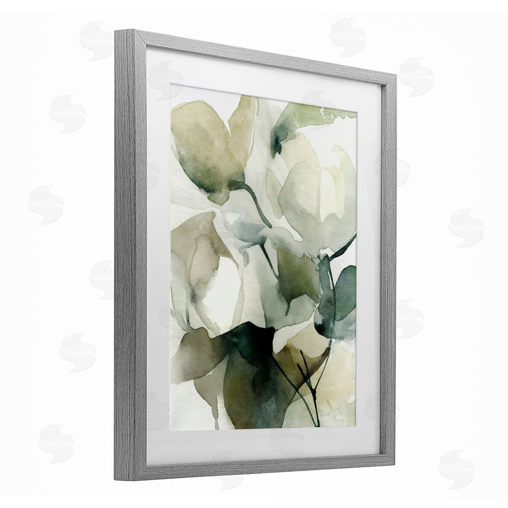 Svetlana Aleynikova Flowing Floral Branches Gray Framed Print Under Glass Wall Art