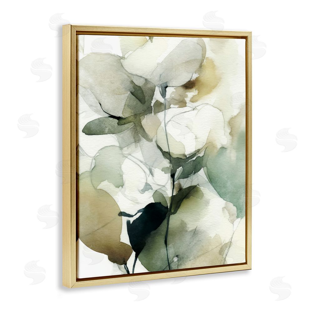 Svetlana Aleynikova Floral Branches in Motion Gold Floating Frame Canvas Wall Art Print