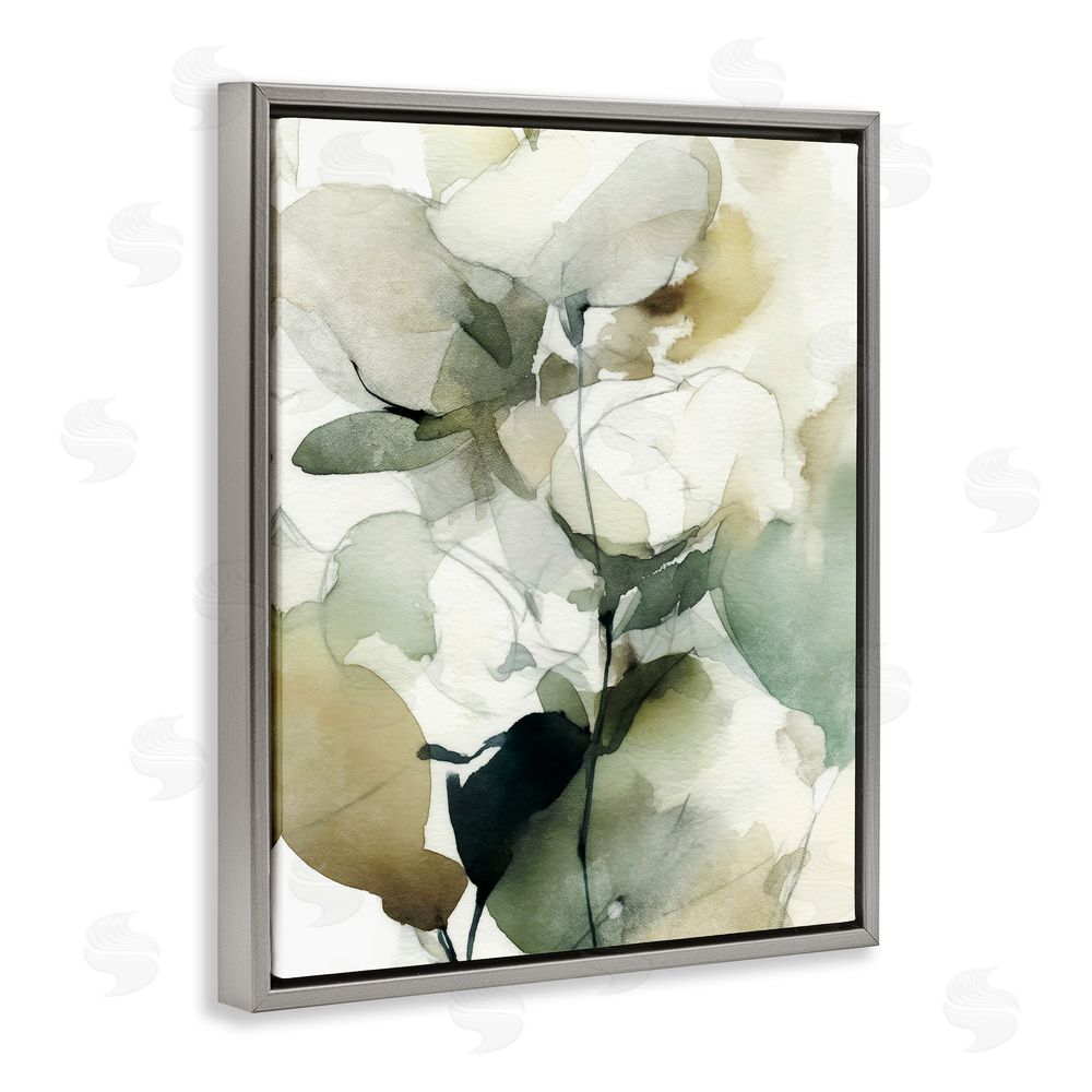 Svetlana Aleynikova Floral Branches in Motion Gray Floating Frame Canvas Wall Art Print