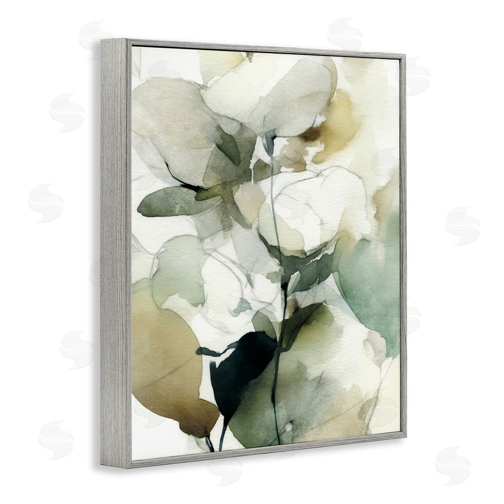 Svetlana Aleynikova Floral Branches in Motion Gray Framed Giclee Wall Art Print