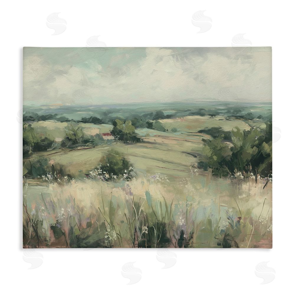 Svetlana Aleynikova Idyllic Green Pastures Stretched Canvas Wall Art Print