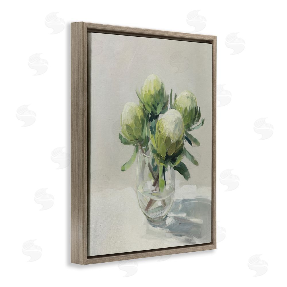Svetlana Aleynikova Glass & Bloom Still Life Brown Floating Frame Canvas Wall Art Print