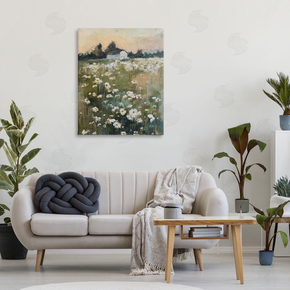 Svetlana Aleynikova Expressive Endless Daisies Stretched Canvas Wall Art Print in Room