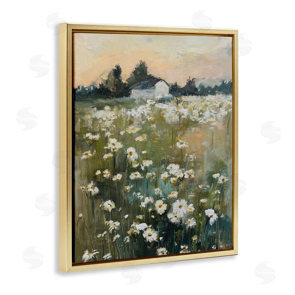 Svetlana Aleynikova Expressive Endless Daisies Gold Floating Frame Canvas Wall Art Print