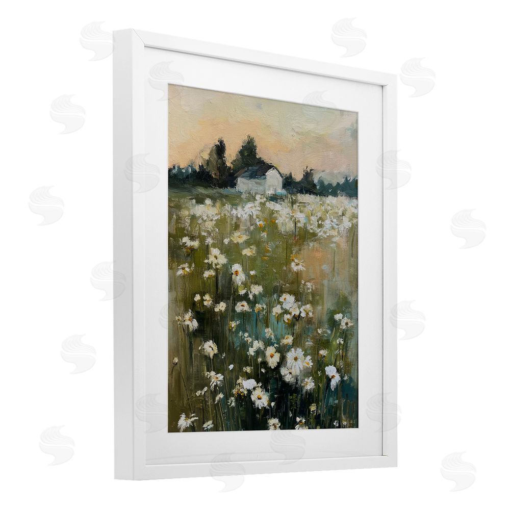 Svetlana Aleynikova Expressive Endless Daisies White Framed Print Under Glass Wall Art