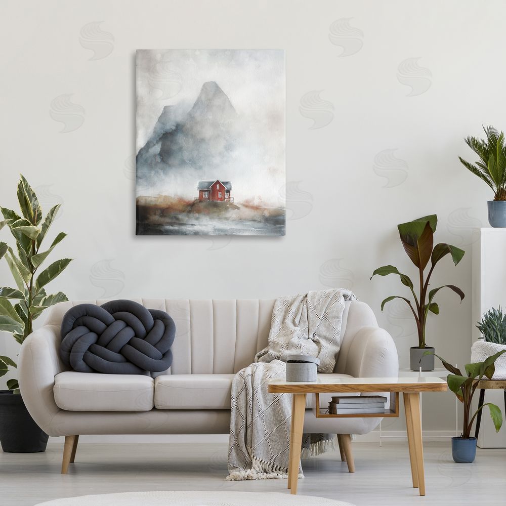 Svetlana Aleynikova Foggy Hugged Hut Canvas Wall Art Print in Room