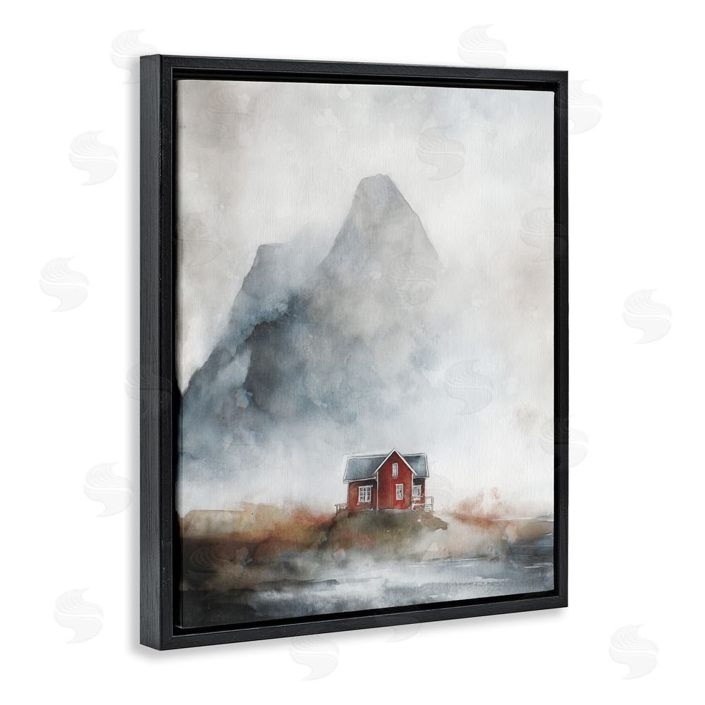 Svetlana Aleynikova Foggy Hugged Hut Black Floating Frame Canvas Wall Art Print