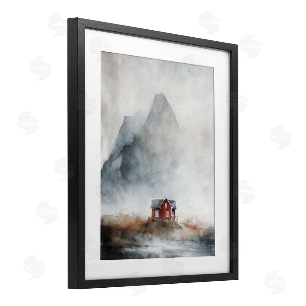 Svetlana Aleynikova Foggy Hugged Hut Black Framed Print Under Glass Wall Art