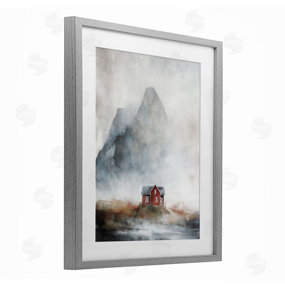 Svetlana Aleynikova Foggy Hugged Hut Gray Framed Print Under Glass Wall Art