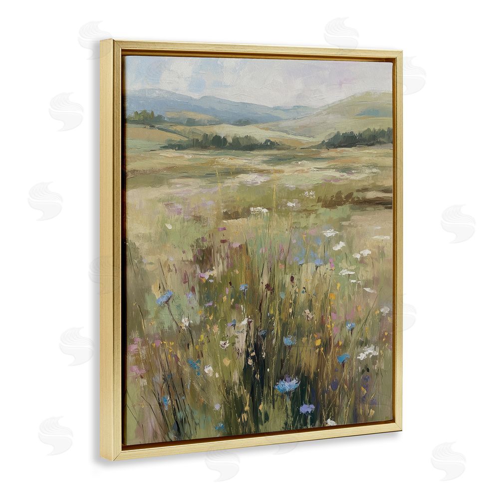 Svetlana Aleynikova Breezy Pastures Impression Gold Floating Frame Canvas Wall Art Print