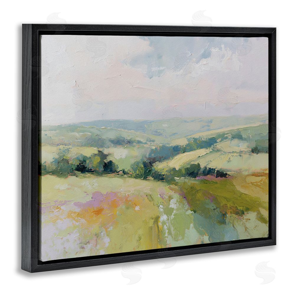 Svetlana Aleynikova Endless Green Hills Black Floating Frame Canvas Wall Art Print