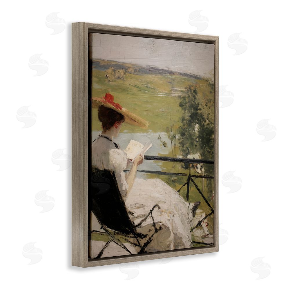 Svetlana Aleynikova In The Comfort Of Pages Brown Floating Frame Canvas Wall Art Print