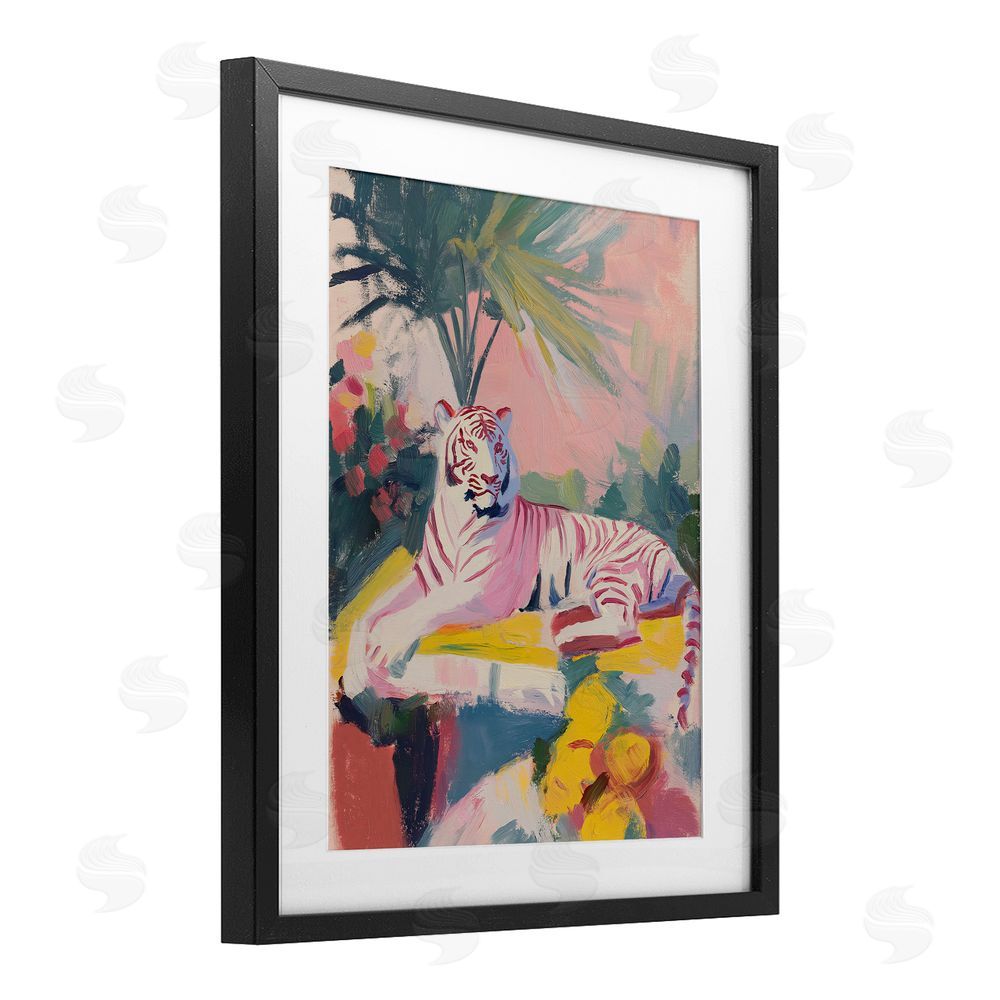 Svetlana Aleynikova In The Quiet Shade Tiger Black Framed Print Under Glass Wall Art