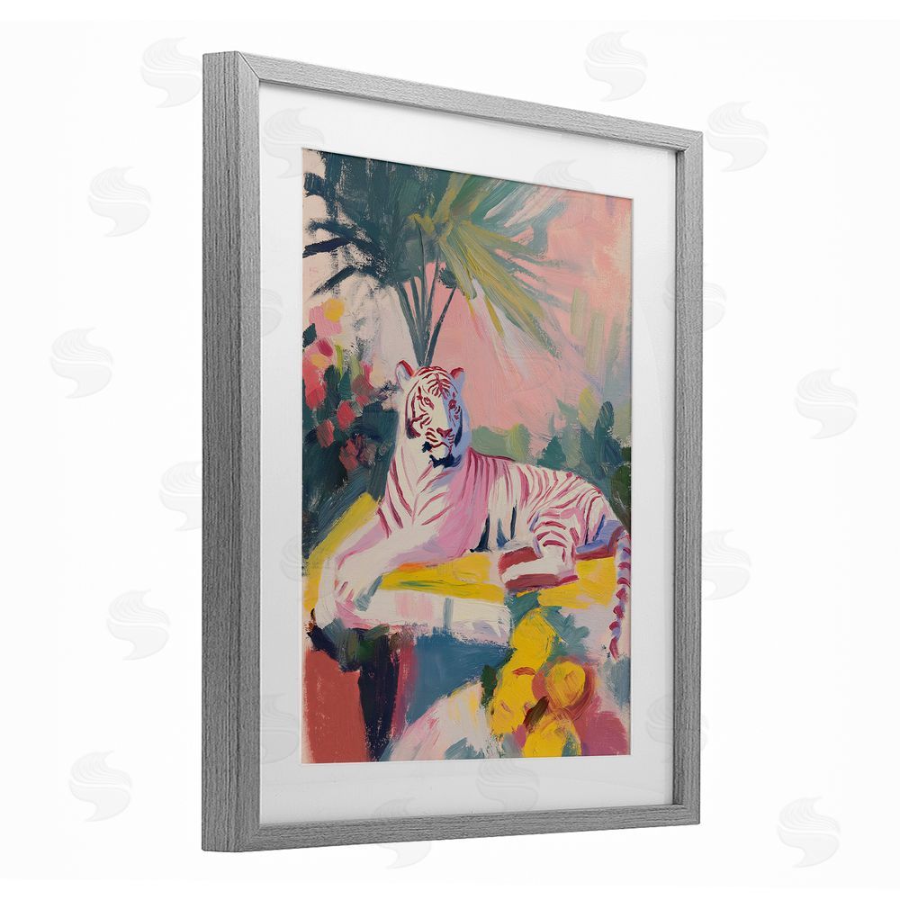 Svetlana Aleynikova In The Quiet Shade Tiger Gray Framed Print Under Glass Wall Art