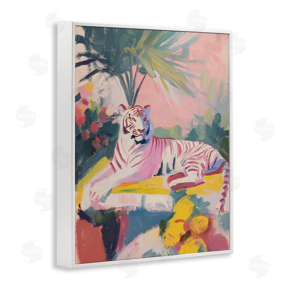 Svetlana Aleynikova In The Quiet Shade Tiger White Framed Giclee Wall Art Print