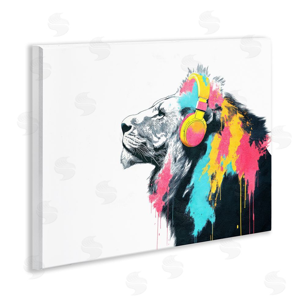 Svetlana Aleynikova Lion On Air Headphones Wall Plaque Art Print