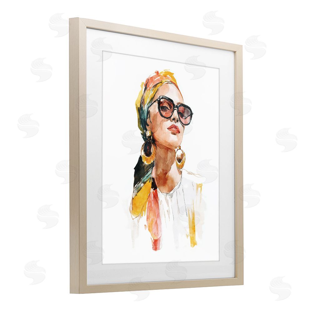 Svetlana Aleynikova Stylish Woman with Headwrap Birch Framed Print Under Glass Wall Art